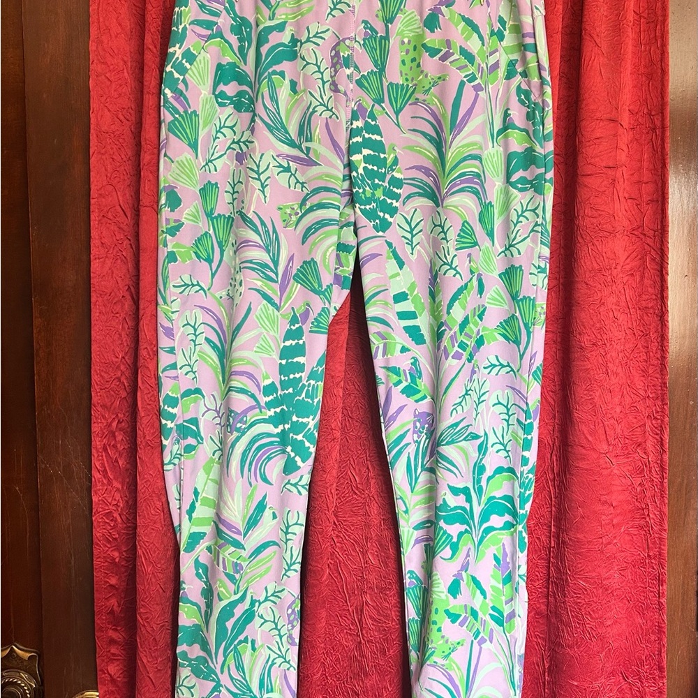 Lilly Pulitzer Purple and Green Tropical Joggers/Athletic Pants